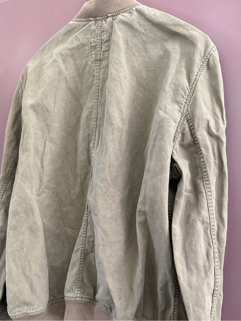 Gap Bomber Jacket in olive cotton linen - Picture 3 of 5